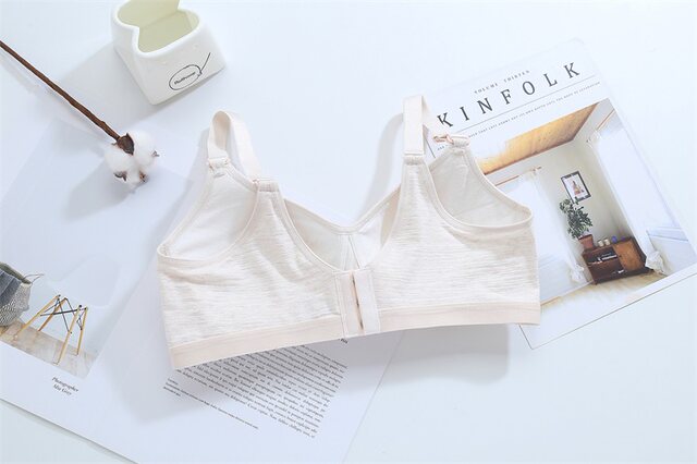 New student large size thin sponge lingerie fat girl no wire comfort bra full cotton set-up girl bra summer
