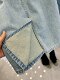 Rear slit retro mid-length 2025 spring and summer new high-waist denim skirt pure cotton texture is crisp and stylish
