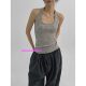 eihey U-neck halter neck pinstripe slim fit new sexy hot girl simple versatile base pair with vest women