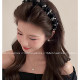 High cranium rhinestone headband for women retro black mesh high-end twist headband with toothed anti-slip hairpin for washing