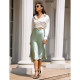
Vanilla Green Elastic waist Three-acetic acid skirt for women gray silver short mid-length temperament commuting OL goddess umbrella skirt