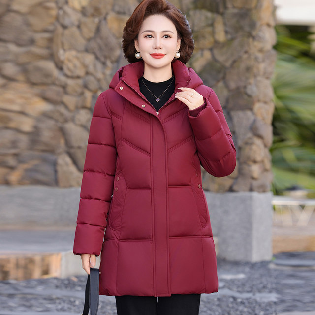 Mother's winter clothing thickened cotton clothing western style 2025 new middle-aged and elderly women's clothing mid-length down cotton-padded clothing warm jacket