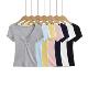 Light blue chest kink low V-neck short-sleeved T-shirt for women 2025 summer new hot girl slim fit slim pit top