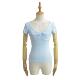 Light blue chest kink low V-neck short-sleeved T-shirt for women 2025 summer new hot girl slim fit slim pit top