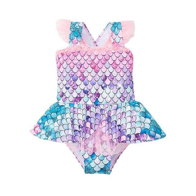 Girls swimsuits, one-piece dresses, princess fish scales new product bikini cute quick-drying baby girl middle school girl big child