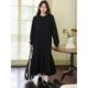 Early autumn large-size temperament long-sleeved sweatshirt dress for women 2025 fashionable casual and versatile black slim fish tail dress