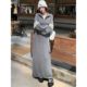 2025 new autumn and winter new knitted dress for pregnant women, high collar zipper, loose slimming casual sweater long skirt for women