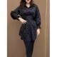 High-end black POLO collar printed shirt for women 2025 spring style waist-hugging and slimming mid-length casual and fashionable shirt