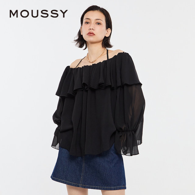 MOUSSY Mint Mambo style pastoral style one-length neck long-sleeved shirt for women 028HSZ30-0551