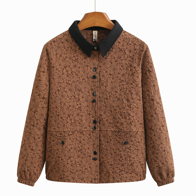 2025 new three-dimensional floating flower lapel jacket middle-aged and elderly people spring and autumn fashionable jacket mother spring casual sweatshirt
