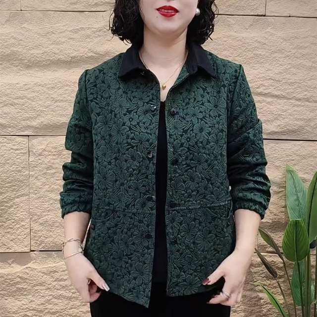 2025 new three-dimensional floating flower lapel jacket middle-aged and elderly people spring and autumn fashionable jacket mother spring casual sweatshirt