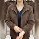 2025 New Corduroy Jacket Mom Casual Jacket Middle -Elderly Women's Spring and Autumn Pure Color Large -size Long Sleeve
