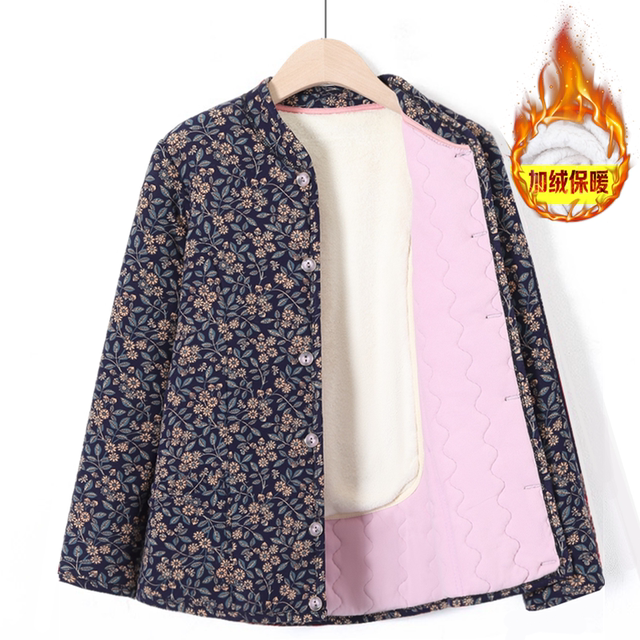 Mom winter small cotton jacket female grandmother's camel thickened jacket middle -aged and elderly people warm old lady cotton clothes in winter