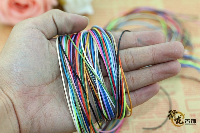 DIY jewelry accessories 1MM polyester imitation leather rope Korean wax wire wax rope threaded with beads color braided rope 5 meters price