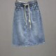 
2025 summer thin elastic waist tied denim skirt for women with a slit half-body midskirt, slim and versatile A-line skirt
