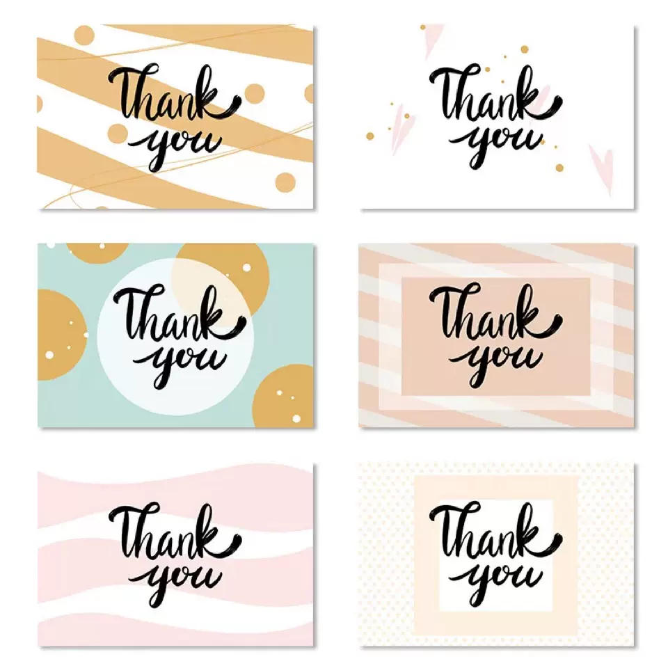 Thank You几何花纹感谢小卡片小贺卡 信封 贴纸简约淡雅d