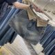 Retro fashionable high-waist design flanged contrasting denim skirt slimming versatile hot girl A-line hip skirt