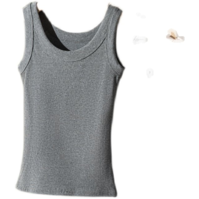 Summer pure cotton camisole women's large size inner slim fit breast-reducing bottoming shirt threaded wide sleeveless top