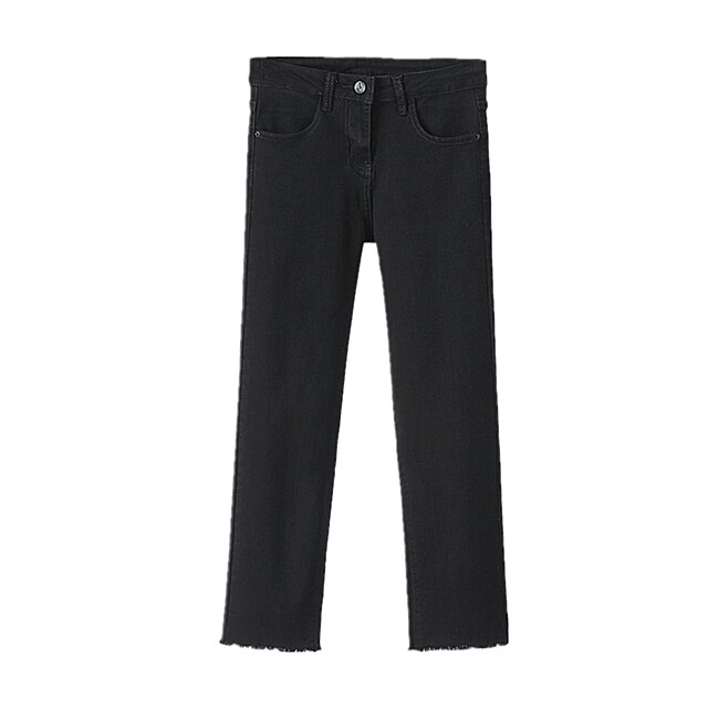 Large -size women's high -waisted elastic straight jeans are thin and thin MM pear -shaped figure

