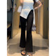 Nine-point micro-flare casual pants for women in summer thin fat mm pear-shaped body high waist slimming commuter elastic suit pants