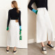 Amii Gray sweater for women 2025 summer new long-sleeved slim half-high neck bottoming shirt contrast cuff top