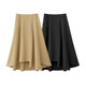 Amii2025 summer new commuter solid color A-line skirt irregular tailoring medium length slightly elastic loose skirt for women