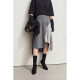 AMII2024 Winter new commute rubber band waist irregularly swinging color stitching half -body skirt women's knitted skirt
