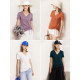 Amii2025 summer new short-sleeved T-shirt for women's fashionable casual V-neck pure cotton top pleated design versatile