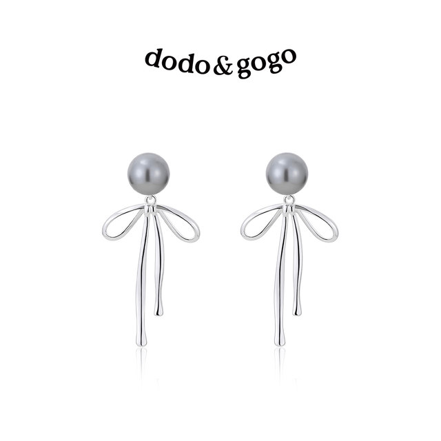 DODOGO Bow Pearl Earrings for Women Small Flavor Style Earrings High-end 2025 New Earrings Slimming Earrings