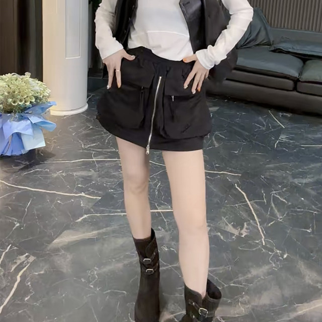 European products 2025 spring and summer new zipper large pocket pocket skirt for women loose versatile fashion hip-pack sports skirt