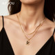 AJIDOU Ajidou Necklace Women's Maillard Pendant Double Layer Tiger Eye Stone Snake Bone Chain Design Light Luxury Sweater Chain