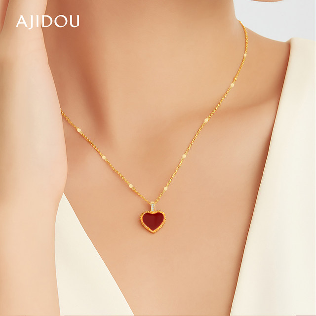 AJIDOU Ajidou necklace women's sweater chain pendant New Year's gift jewelry light luxury red love clavicle chain