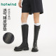 Hot air heighten knight boots 2024 autumn new women's versatile black French high boots retro brown boots