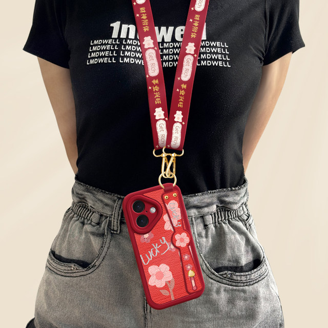 Oil painting flowers suitable for Apple 16 mobile phone case 15pro new women's iPhone 14proMAX full cover 13 anti-fall 16e wristband xs lanyard 8plus oblique strap 12 crossbody 7 halter neck xr strap