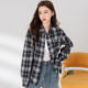 Baleno plaid lapel jacket spring loose and comfortable design niche casual versatile long-sleeved shirt for women J