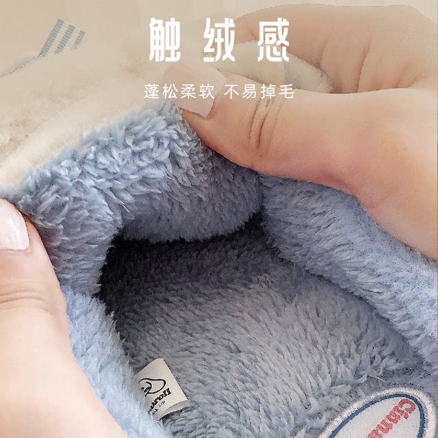 Cute cinnamon dog cotton slippers for women winter 2025 new indoor home wool slippers plus velvet children's cotton slippers for winter