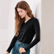 2025 Baitu New Slim Lapel Pullover Knitted Sweater Minimalist Solid Color Long Sleeve Women's Knitted Sweater