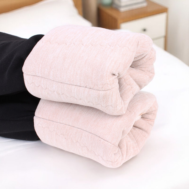 Women's winter, middle-aged and elderly cotton pants, plus velvet thickened mother's cotton pants, wearing middle-aged elastic high-waist elastic slim leggings
