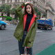 Hip-hop style jacket for women in spring and autumn Korean style student bf Harajuku loose large-size color-blocking drawstring Hong Kong style baseball uniform windbreaker