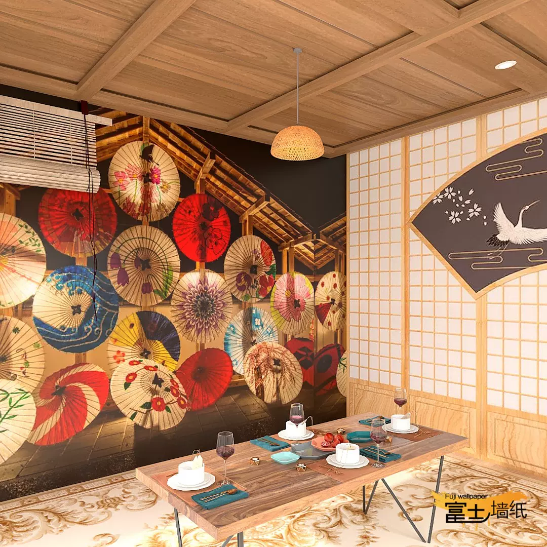 日式網紅自拍壁紙浮世繪劇本殺換裝館打卡牆布和風日料壽司店背景 Taobao