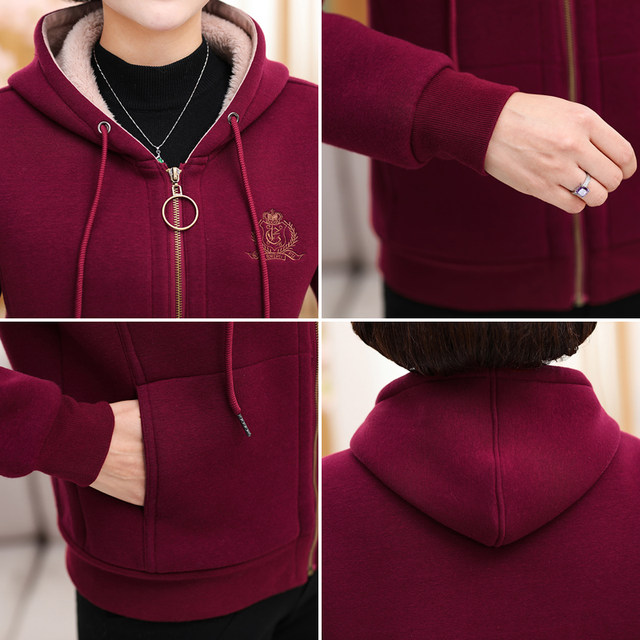 Mom coat women's winter dress plus velvet thick winter sweater 40 years old 50 winter middle -aged women's warm jacket autumn clothes
