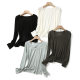 Many pieces of high -end mulberry silk+acetic acid are simple, skinny, skin -friendly big round neck bloggers long -sleeved female T -shirt