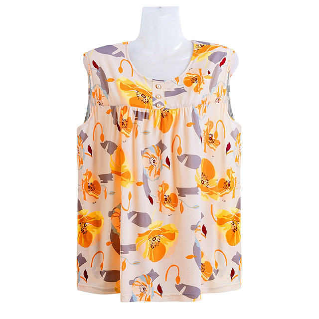 Mom suspender vest Ice silk T -shirt in summer thin middle -aged and elderly sleeveless wearing grandmother vest 200JIN [jin is equal to 0.5 kg]