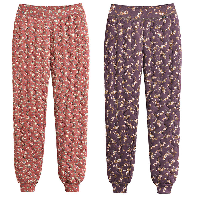 Middle-aged and elderly women's mother's pants autumn and winter elastic high-waist stretch windproof quilted thickened elderly grandma's pants