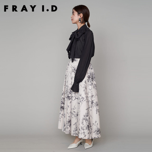 FRAY I.D autumn and winter retro elegant high waist printed trumpet skirt FWFS234082