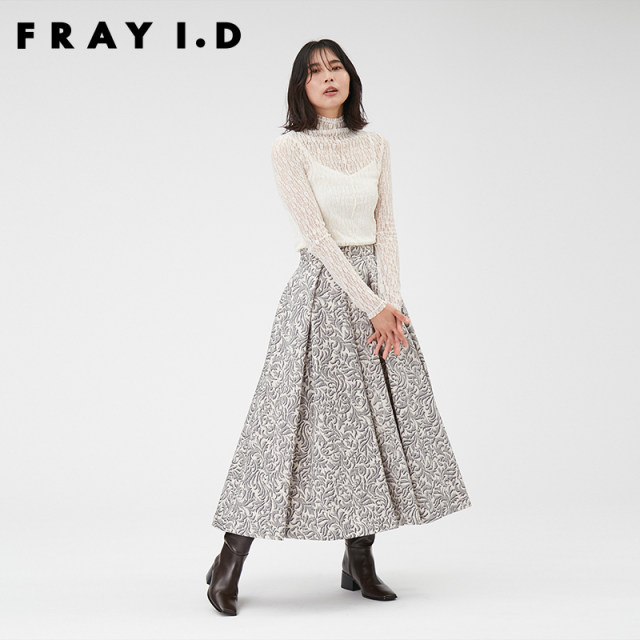 FRAY I.D autumn and winter retro elegant high waist printed trumpet skirt FWFS234082