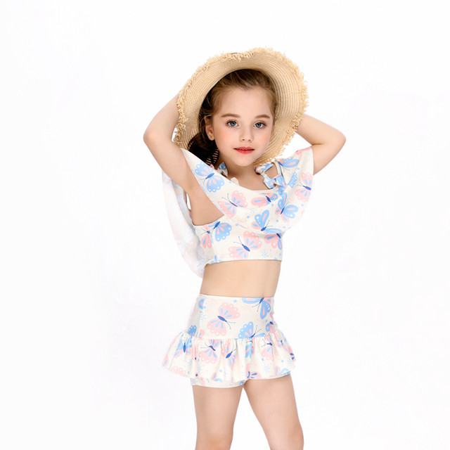 Children's swimsuit girl princess dress small, medium and large children cute swimsuit baby cartoon butterfly bikini swimsuit