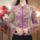 
High-end temperament printed autumn and winter new fashion retro long-sleeved shirt plus velvet thickening warm and western style improved top