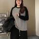 Large size women's clothing 2025 spring and autumn new fat MM plus velvet thickened shoulder sleeve round neck front shoulder long -sleeved T -shirt bottoming shirt