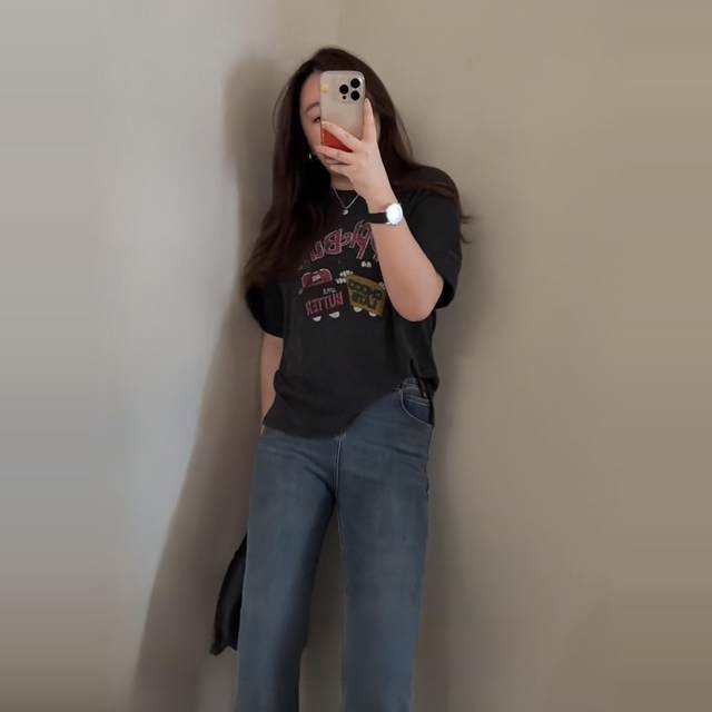 Large size women's clothing 2025 summer new fat MM casual versatile loose printed round neck front shoulder short-sleeved T-shirt top